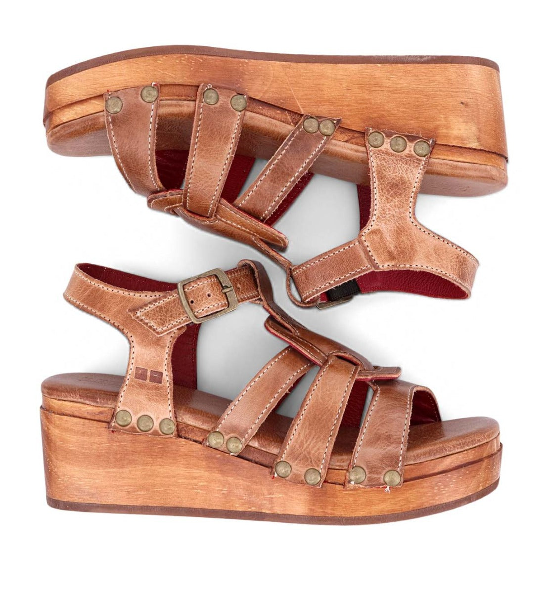 BED|STU Women's FABIOLA Buckle Ankle Strap Wooden Wedge Sandal - Picture 4 of 16
