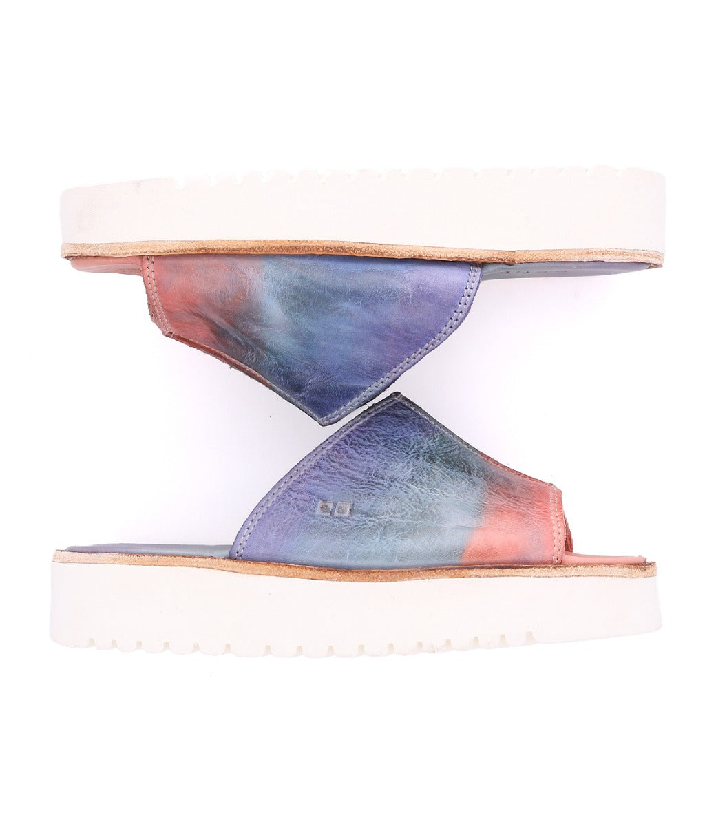 A pair of Fairlee II women's sandals with multi - colored dyes by Bed Stu.