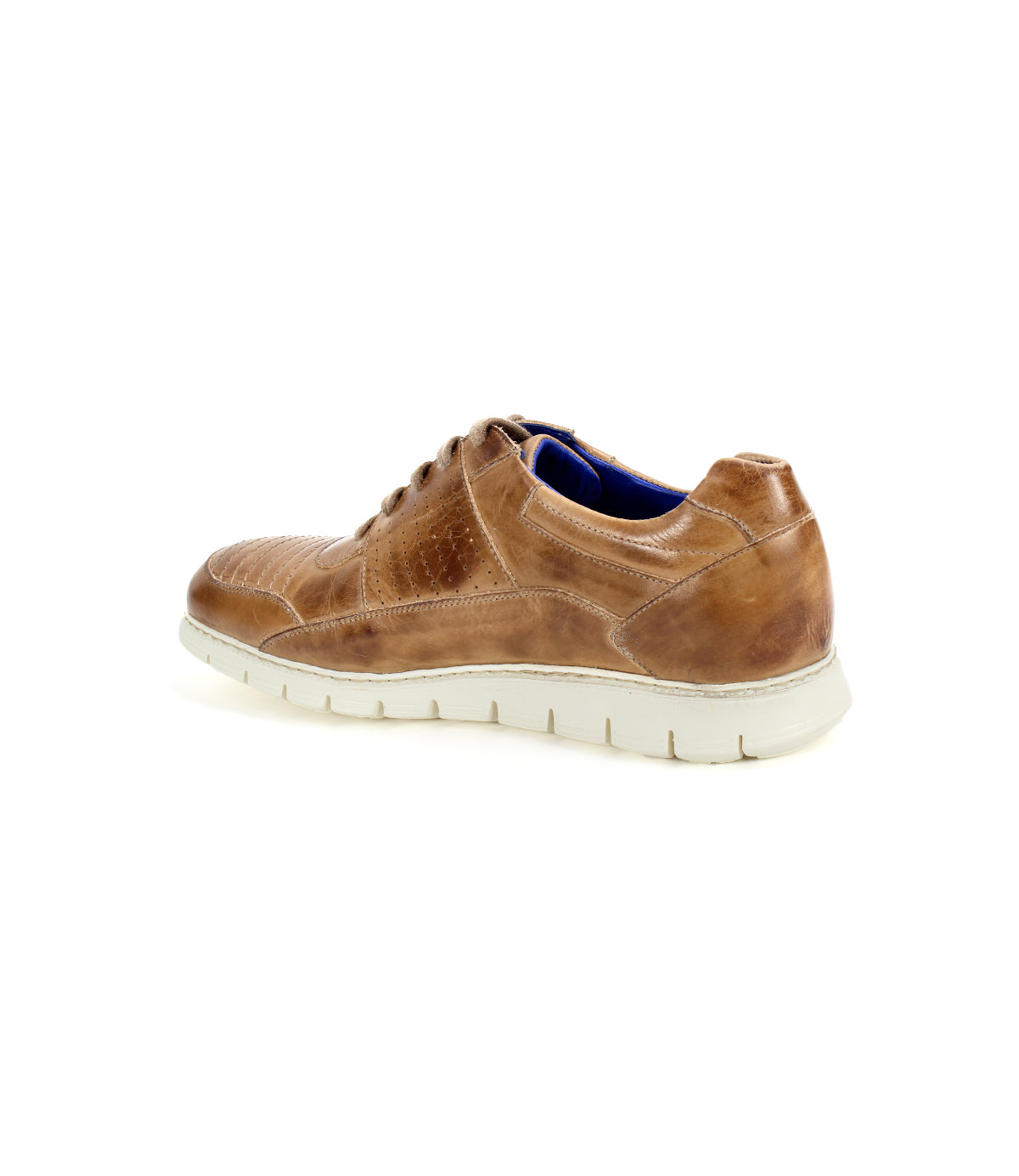 A men's Fairman tan leather sneaker with a white sole by Bed Stu.