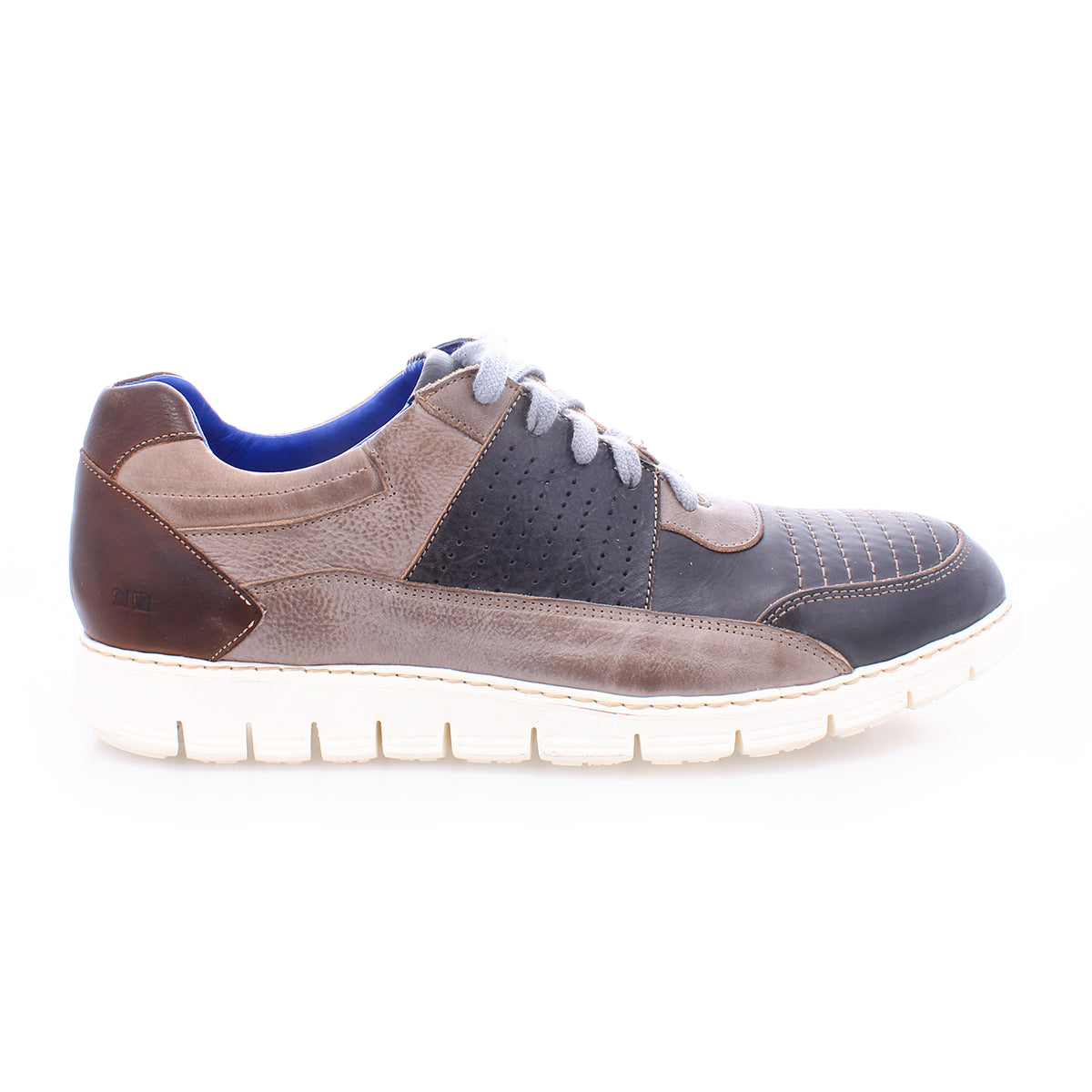 A men's Fairman sneaker by Bed Stu, in brown and blue.