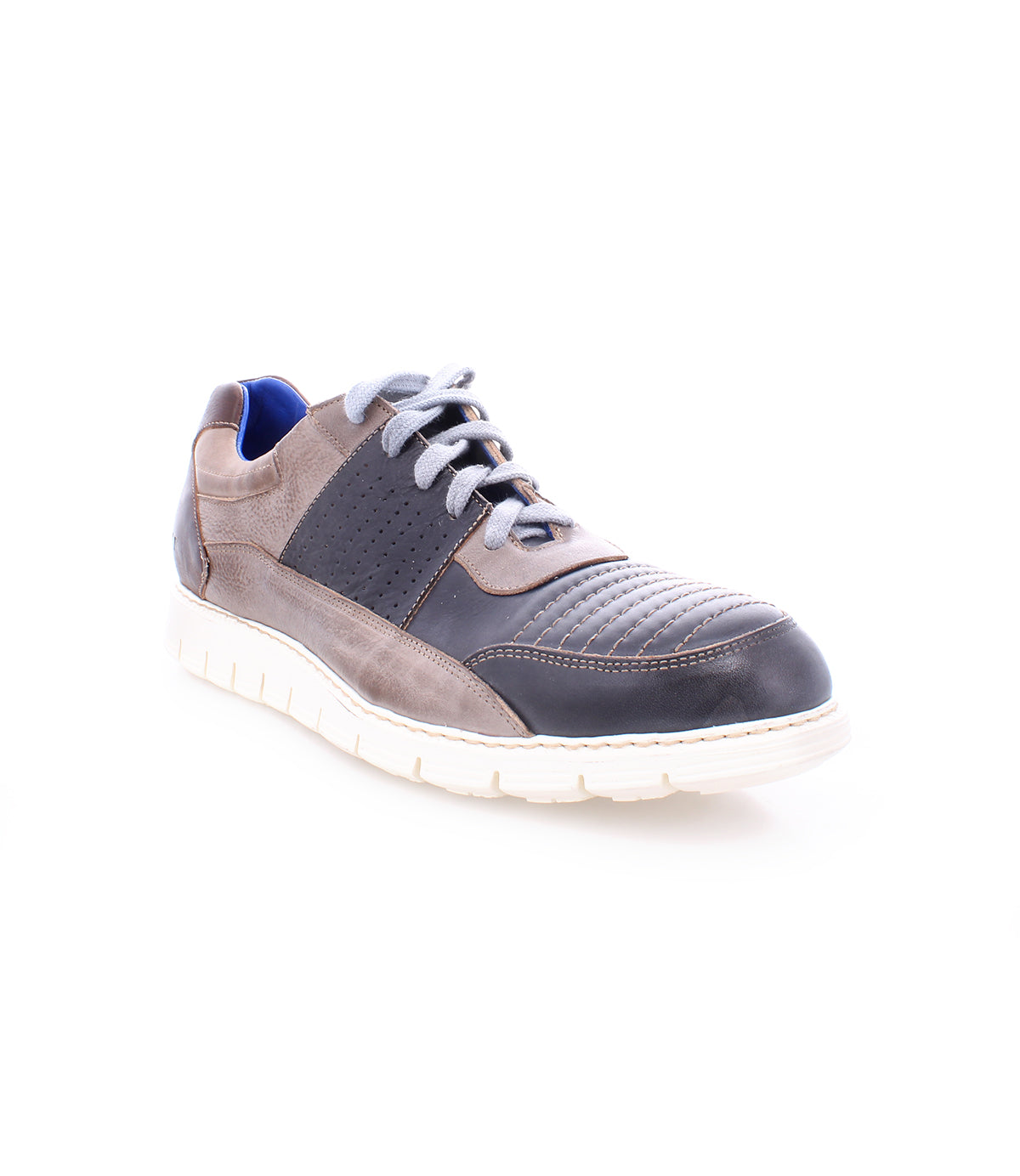 A men's grey and blue Fairman sneaker by Bed Stu on a white background.