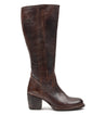 A women's teak leather Fate boot with a zipper on the side, made by Bed Stu.