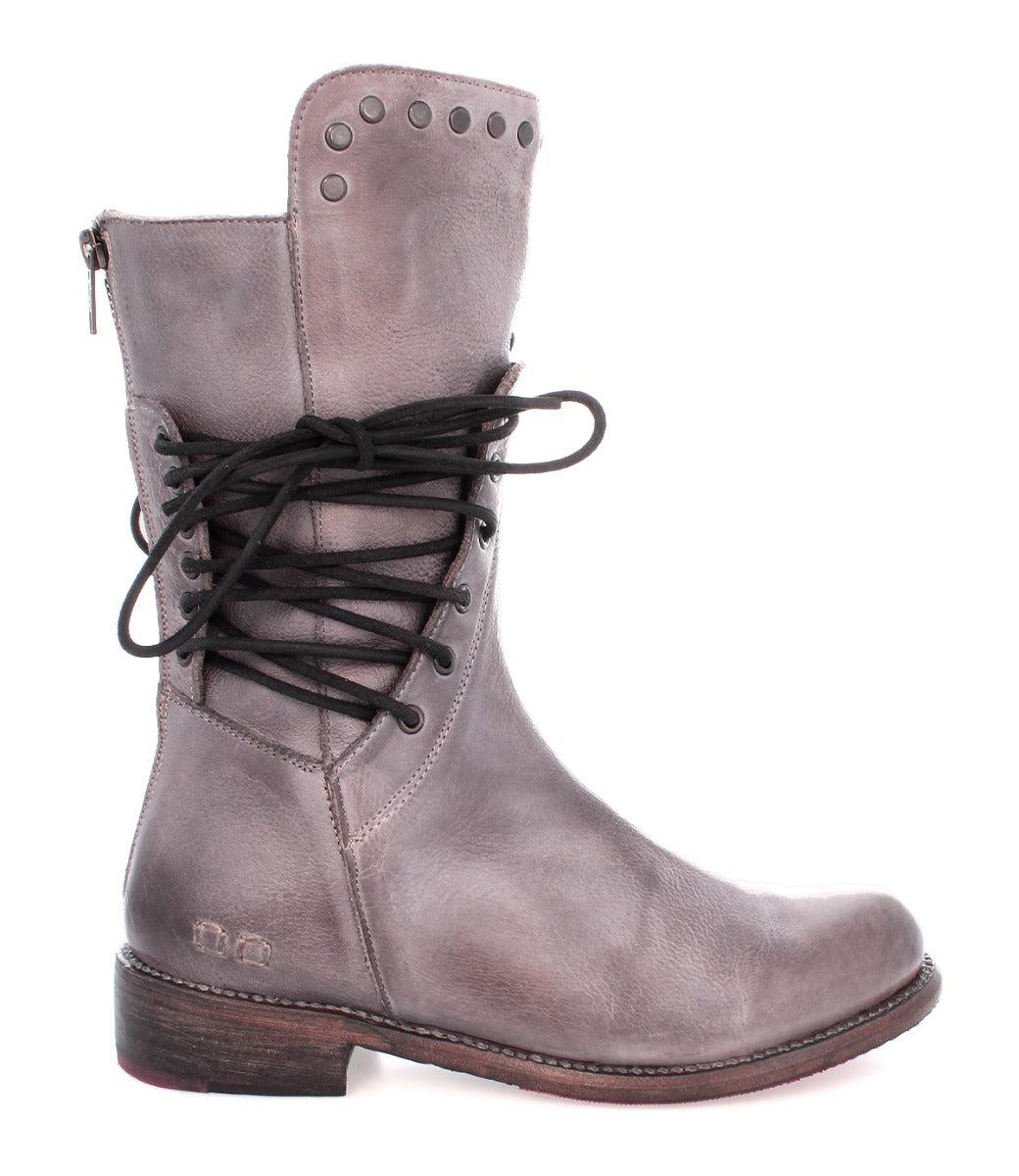 A women's grey leather Fen boot with laces by Bed Stu.