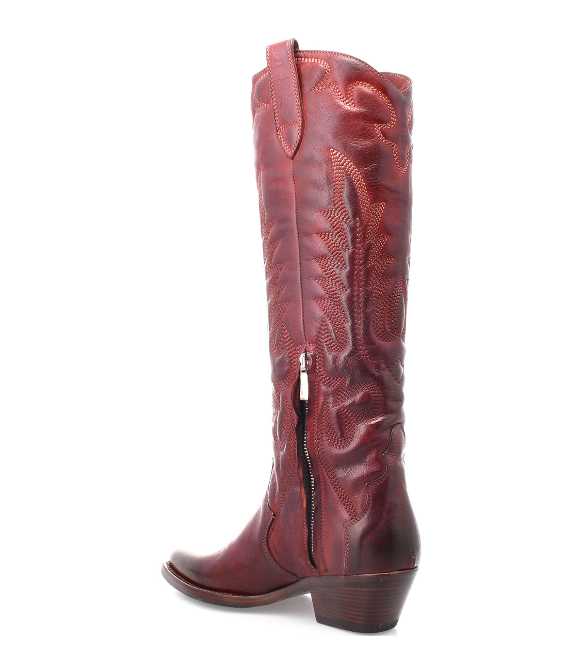 A Finito women's leather cowboy boot in red by Bed Stu.