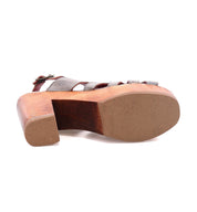 A pair of Fontella women's sandals with a wooden sole by Bed Stu.
