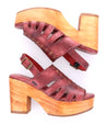 A pair of Fontella red sandals with wooden heels by Bed Stu.