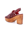 A women's Fontella sandal with a wooden heel and a burgundy color by Bed Stu.