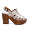 A women's white Fontella platform sandal with wooden heel by Bed Stu.