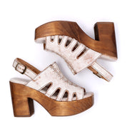 A pair of Fontella sandals with wooden heels by Bed Stu.