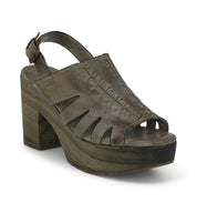 A women's sandal with a wooden platform by Bed Stu.