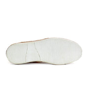 The Formation high-top sneaker by Bed Stu is showcased with its white, ribbed textured sole against a plain background, highlighting its vulcanized style.