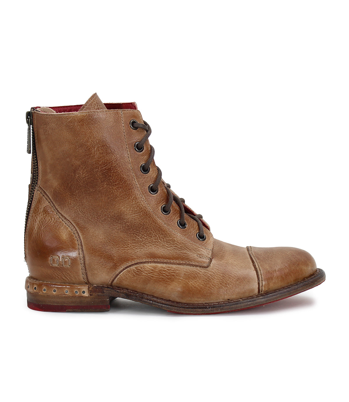 A men's Laurel leather boot with a red sole from Bed Stu.