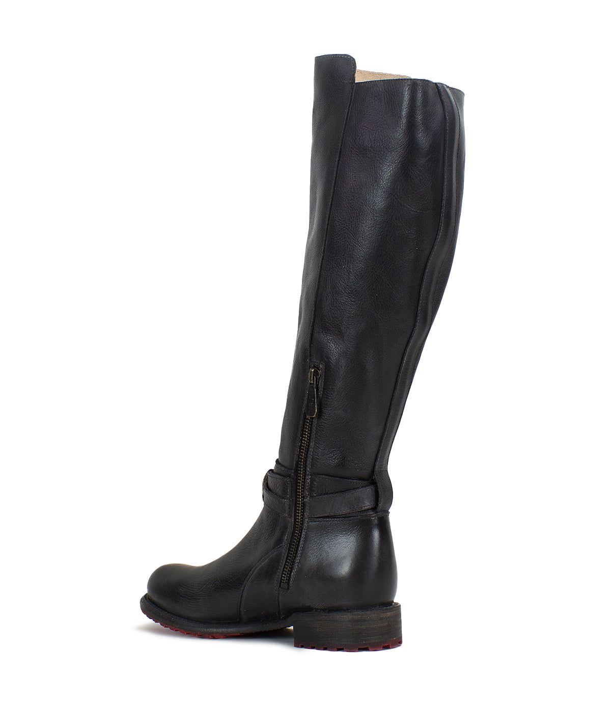 A women's black leather Bristol boot with a zipper on the side, made by Bed Stu.