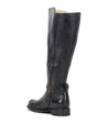 A women's Bristol Wide Calf boot by Bed Stu, made of black leather with a zipper on the side.
