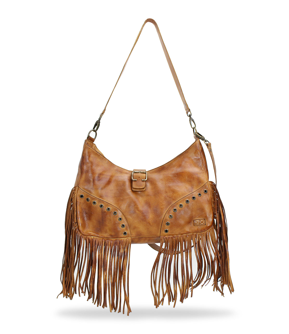 A vintage-inspired Bed Stu Advice leather bag with fringes.