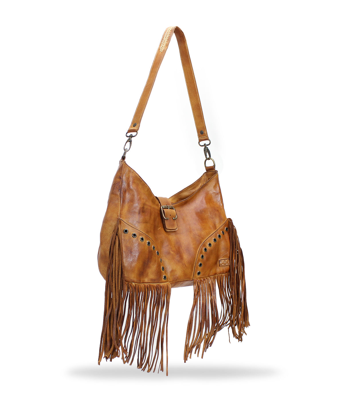 A vintage-inspired Advice leather bag with fringes by Bed Stu.