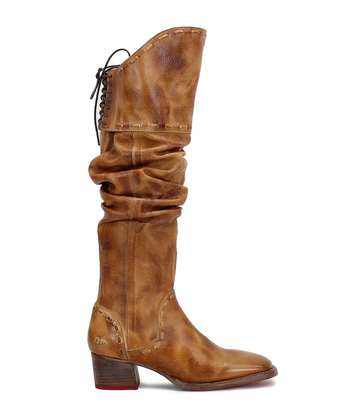 A Leilani women's tan leather over the knee boot by Bed Stu.
