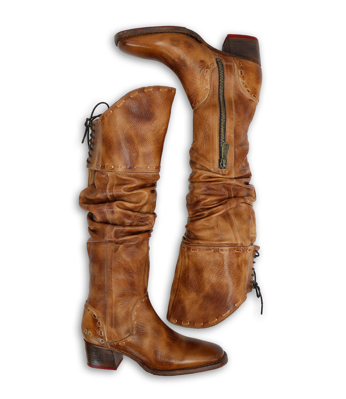 A pair of Leilani women's brown leather boots by Bed Stu.