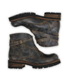 A pair of Bed Stu Dessa brown leather boots with buckles.