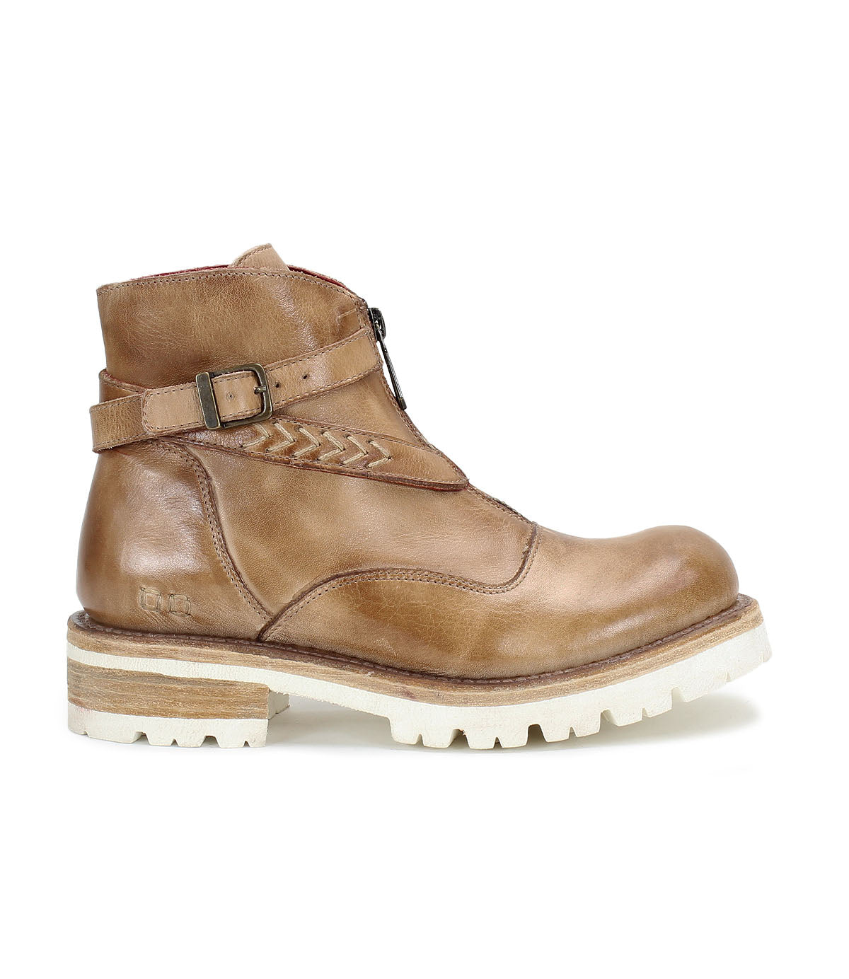 The Bed Stu Dessa women's tan leather ankle boots.