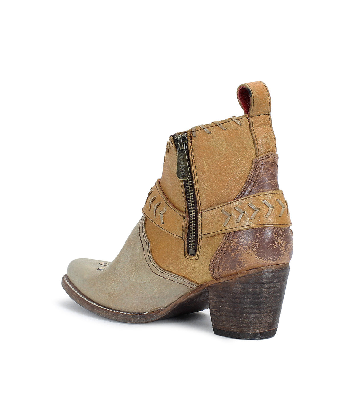 A women's ankle boot in tan and brown called the Tania by Bed Stu.