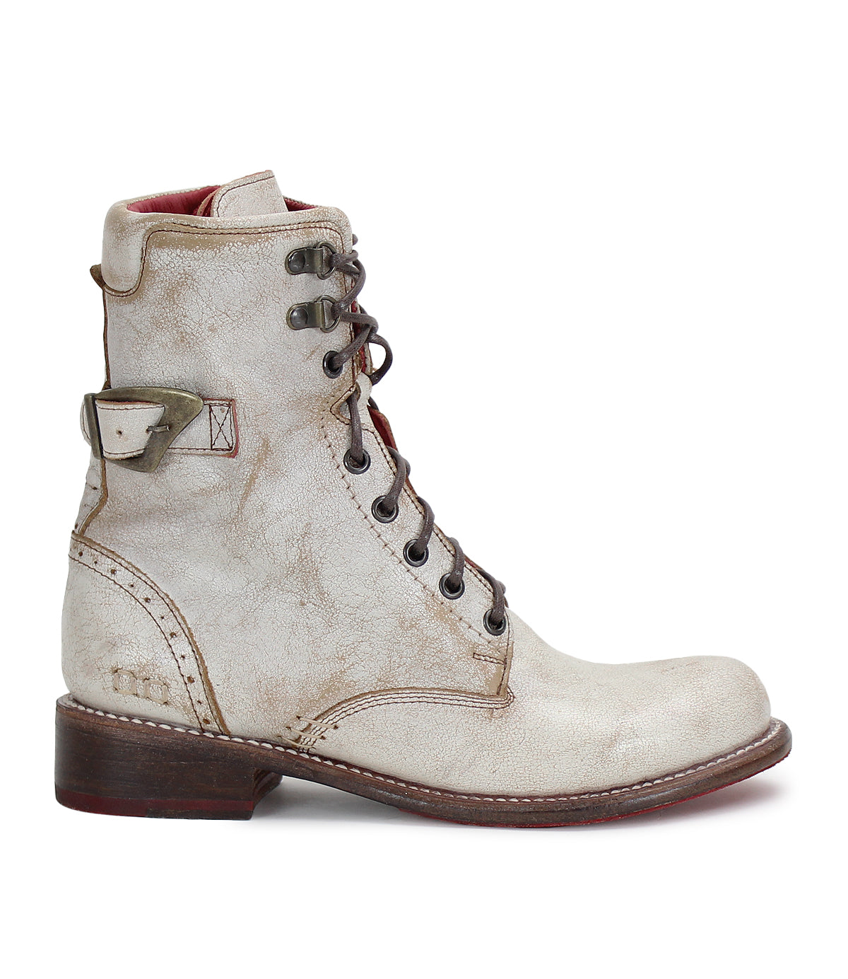 Bed Stu's Anne combat boot with a white finish.