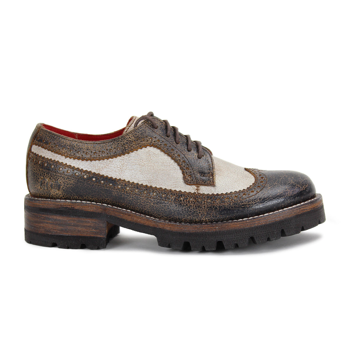 A women's brown wingtip oxford shoe, the Lita K III by Bed Stu.