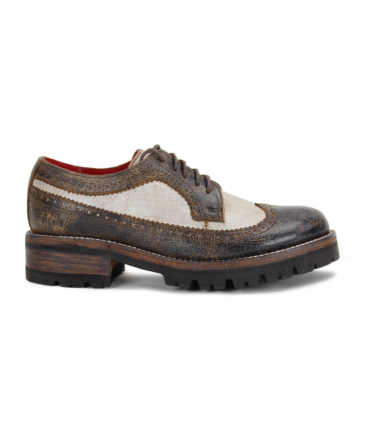 A women&#39;s brown wingtip oxford shoe, the Lita K III by Bed Stu.