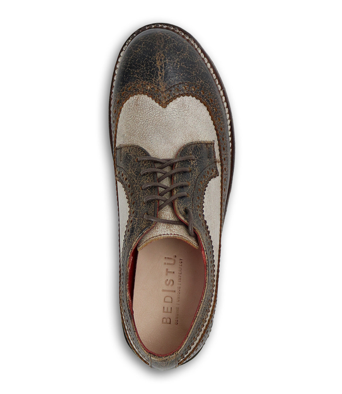 A women's brown wingtip oxford shoe, the Lita K III by Bed Stu.