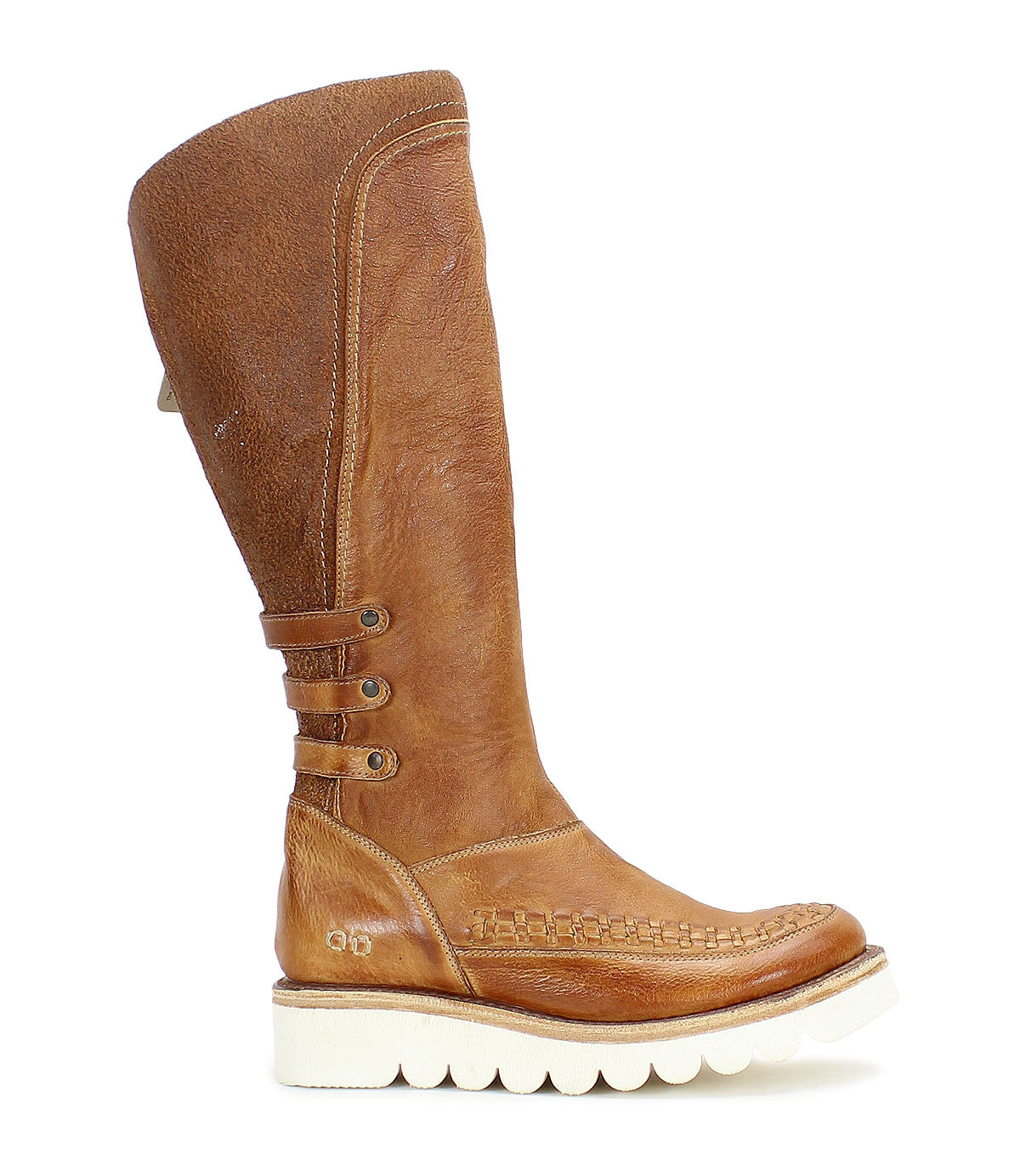 A women's Yoko boot with a white sole by Bed Stu.