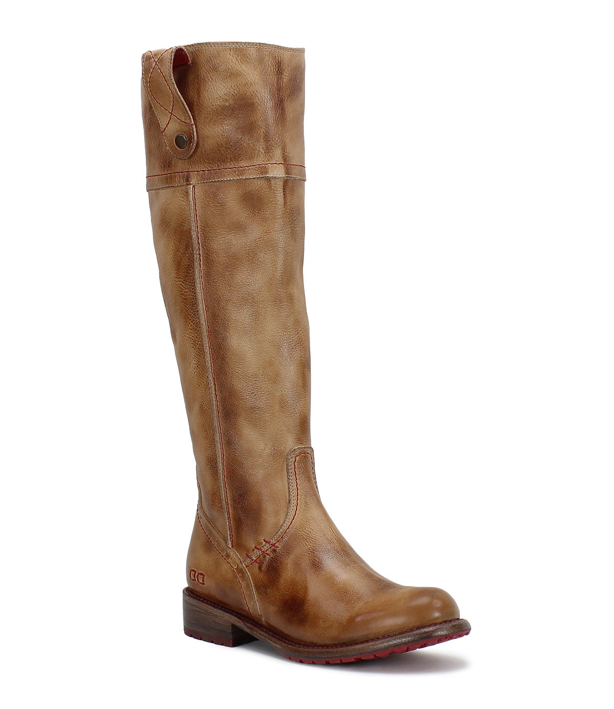 A Jacqueline women's riding boot in tan leather by Bed Stu.