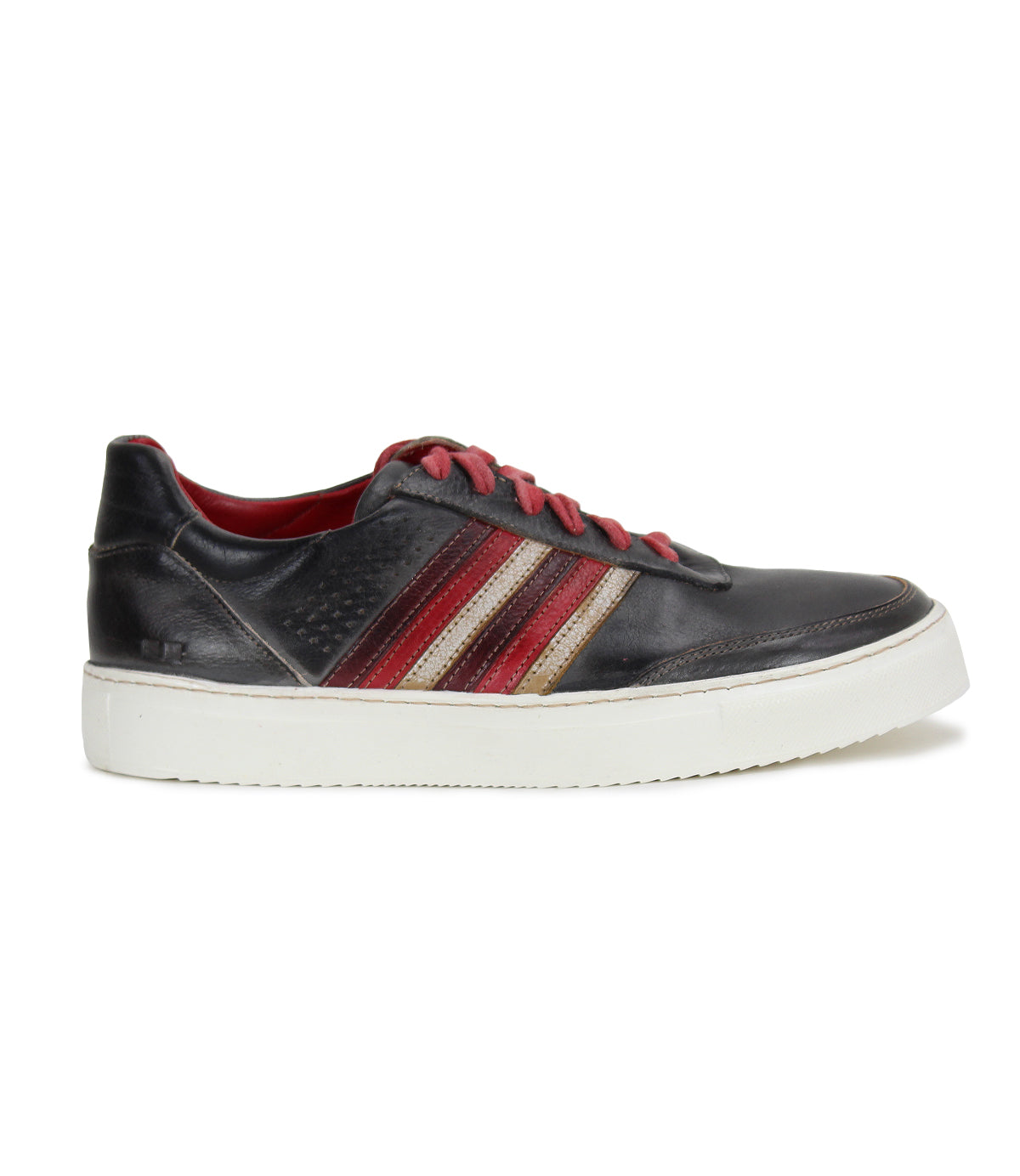 A Carrington men's black and red leather sneaker by Bed Stu.