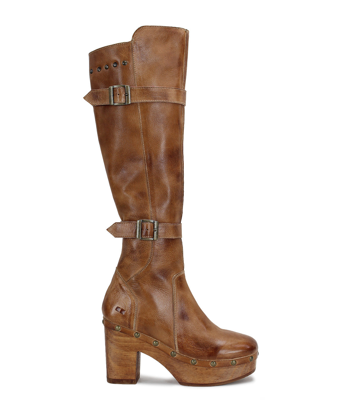 A women's Ceretti boot with a wooden heel, brand Bed Stu.