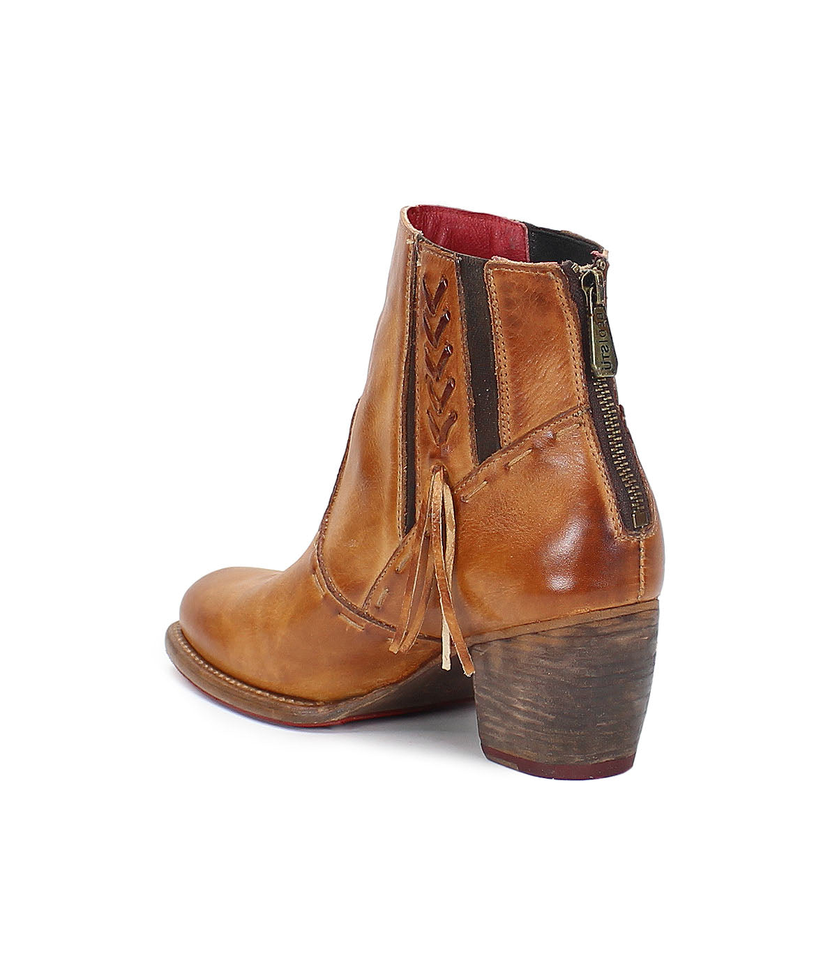 A women's Celestine ankle boot by Bed Stu in tan leather.