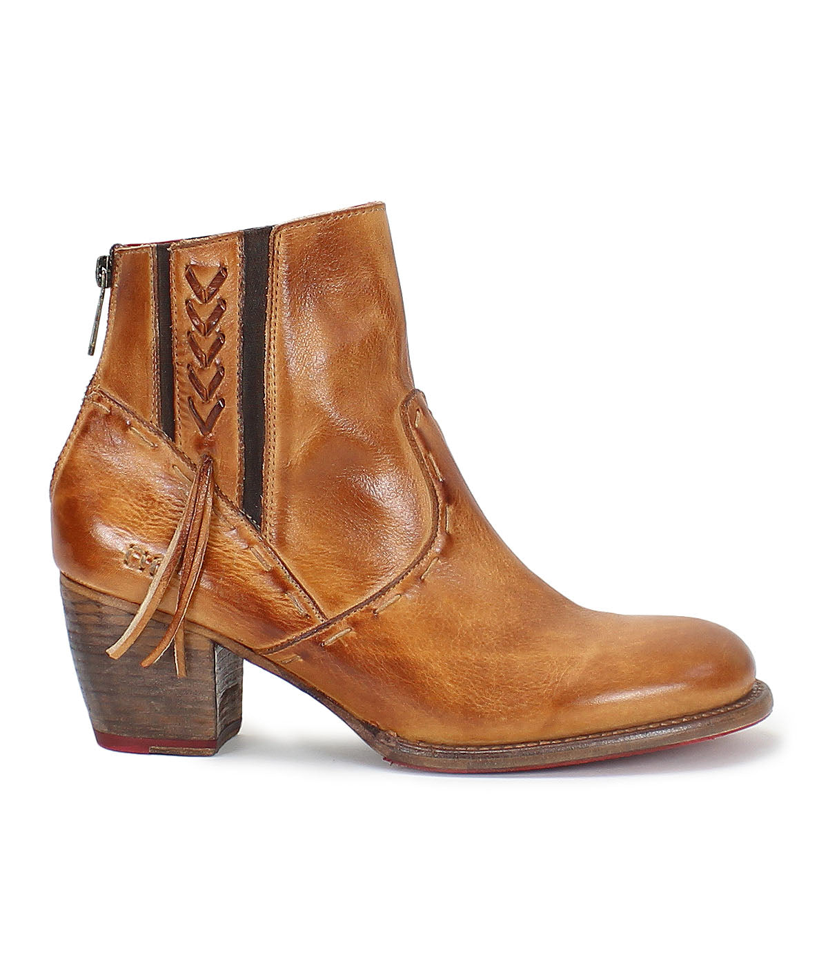 A Celestine ankle boot by Bed Stu, made in tan leather.