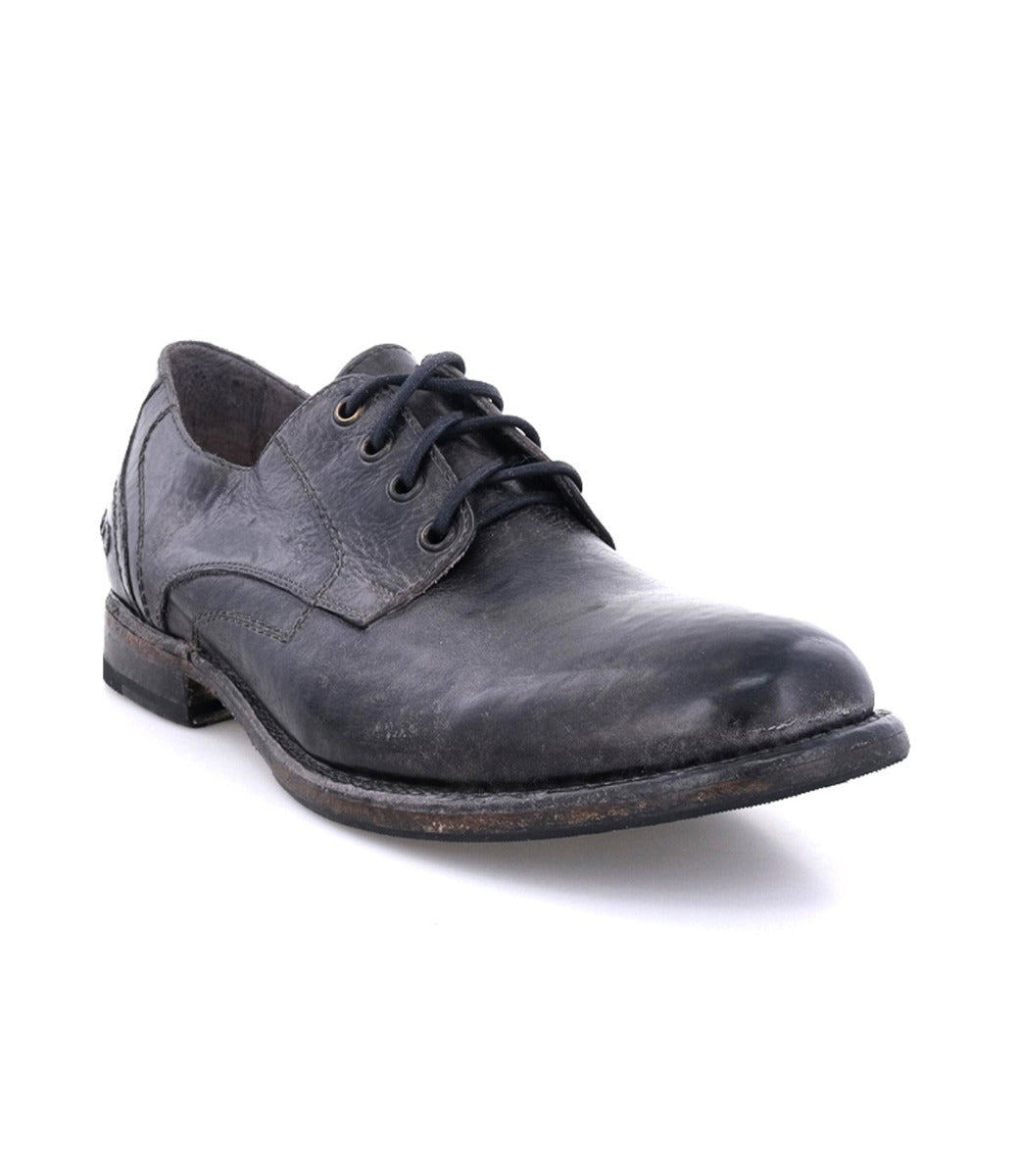 A men's Bed Stu Galao grey leather oxford shoe on a white background.