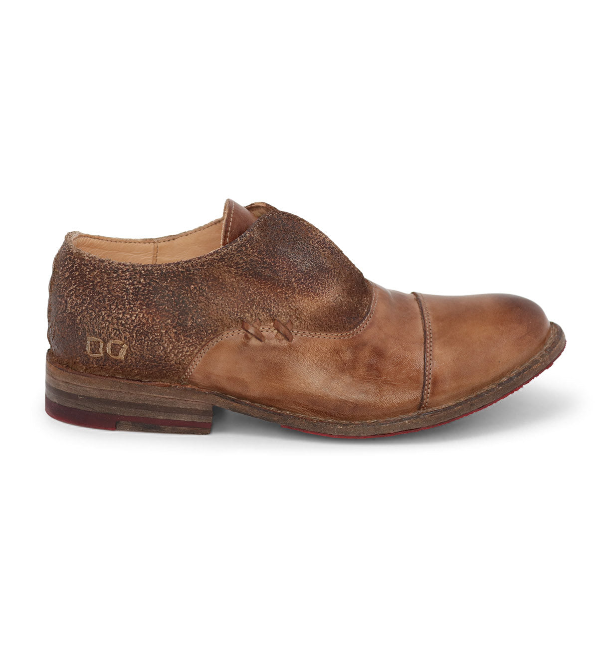 A Bed Stu men's tan leather oxford shoe.