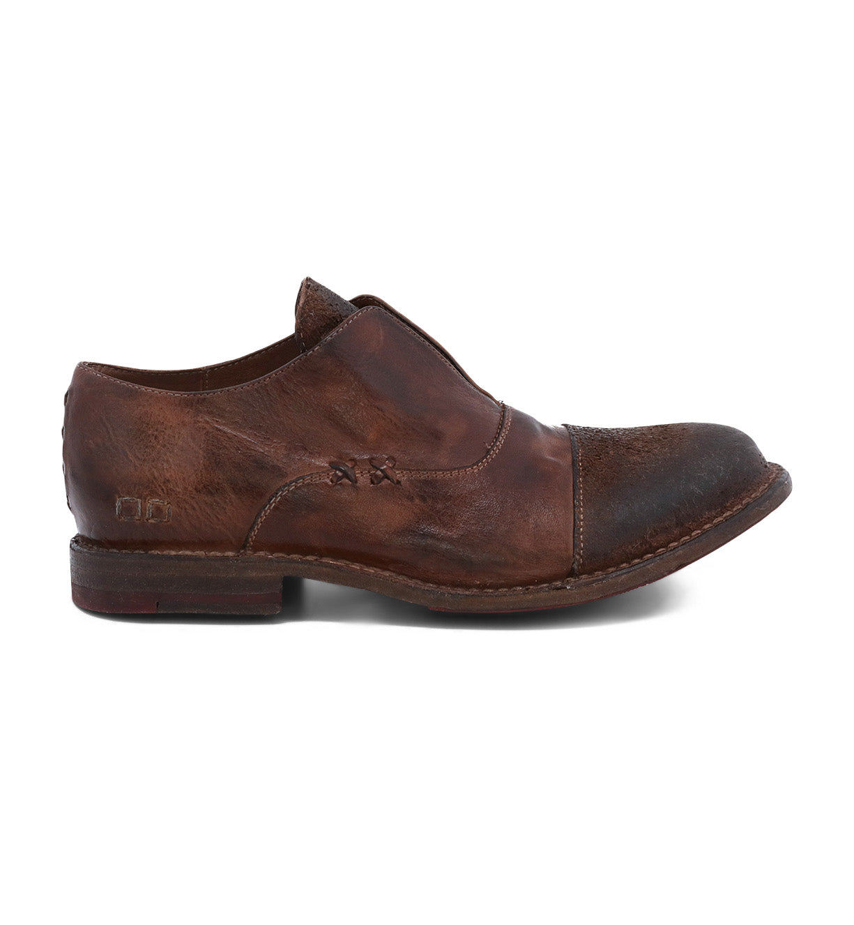 The Bed Stu Garden M men's brown leather shoe is on a white background.
