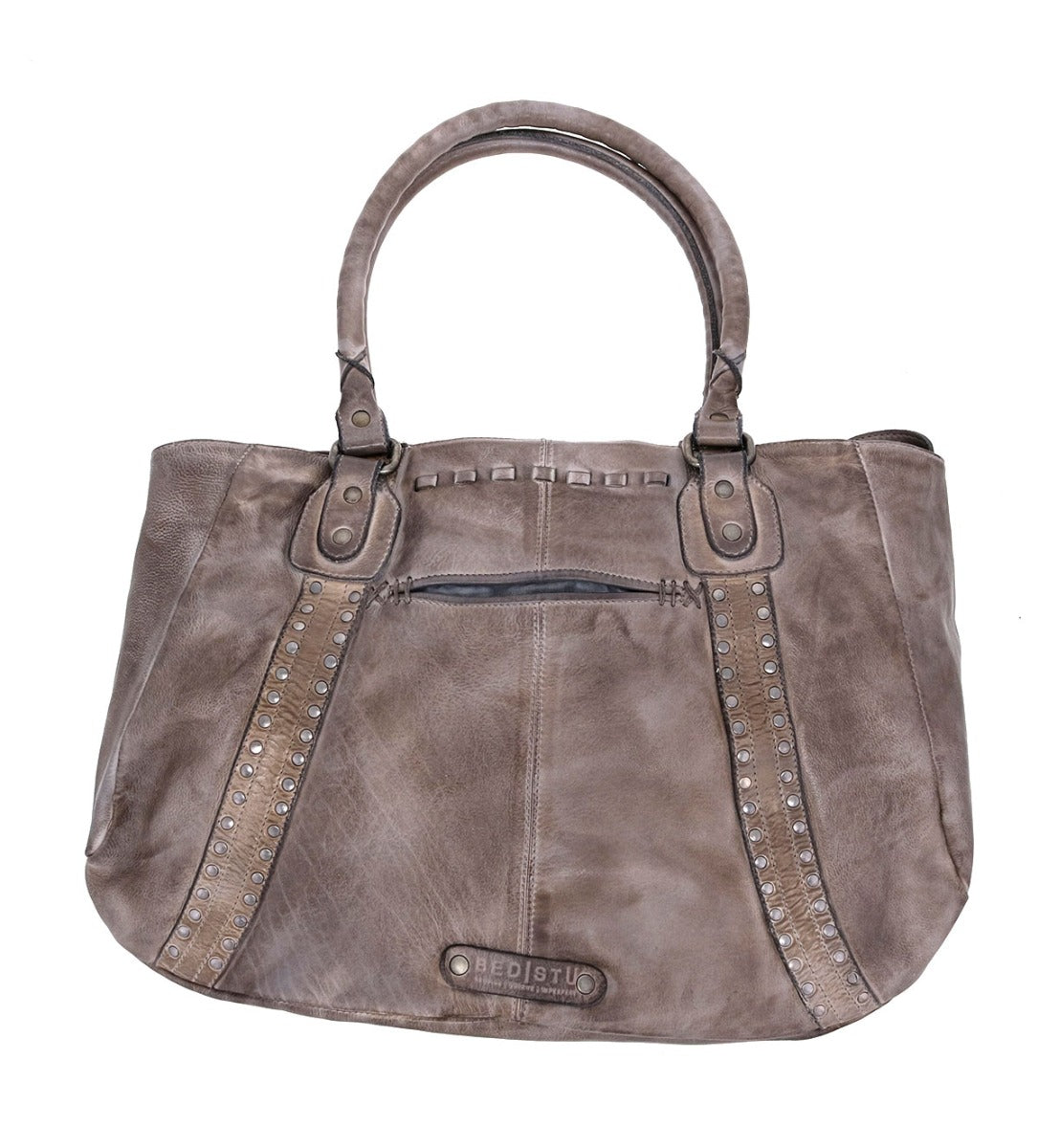 A Geraldin brown leather handbag with studded details by Bed Stu.