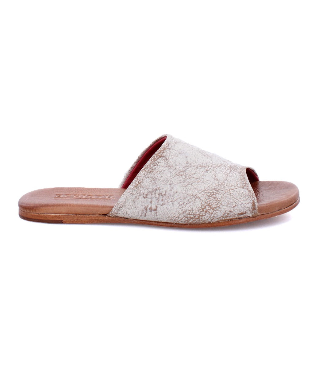 The Gia women&#39;s white leather slide on sandals by Bed Stu.