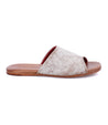 The Gia women's white leather slide on sandals by Bed Stu.