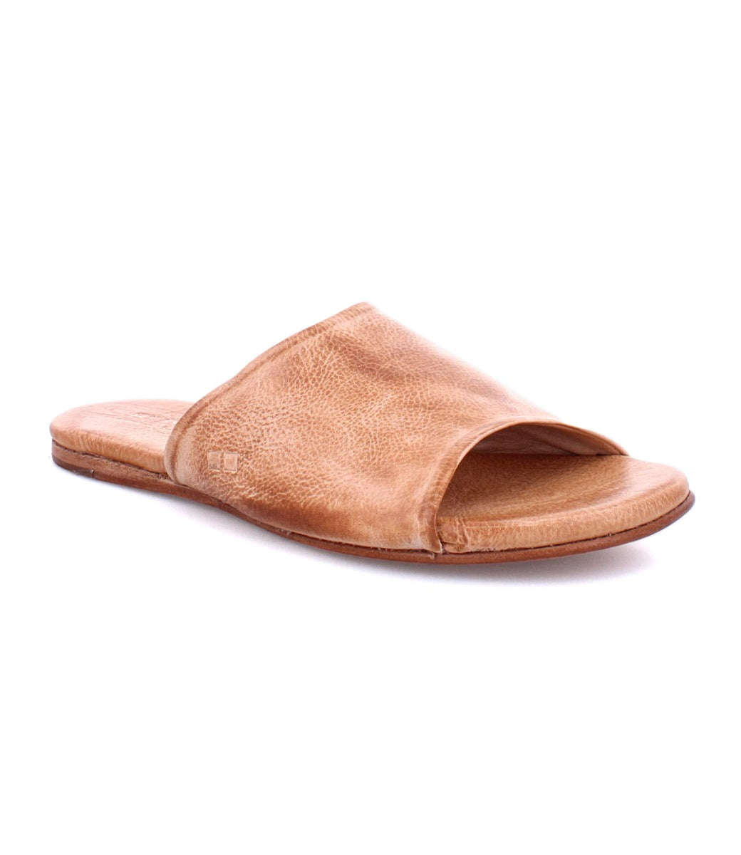 The Gia women's tan pure leather slide on sandals by Bed Stu.