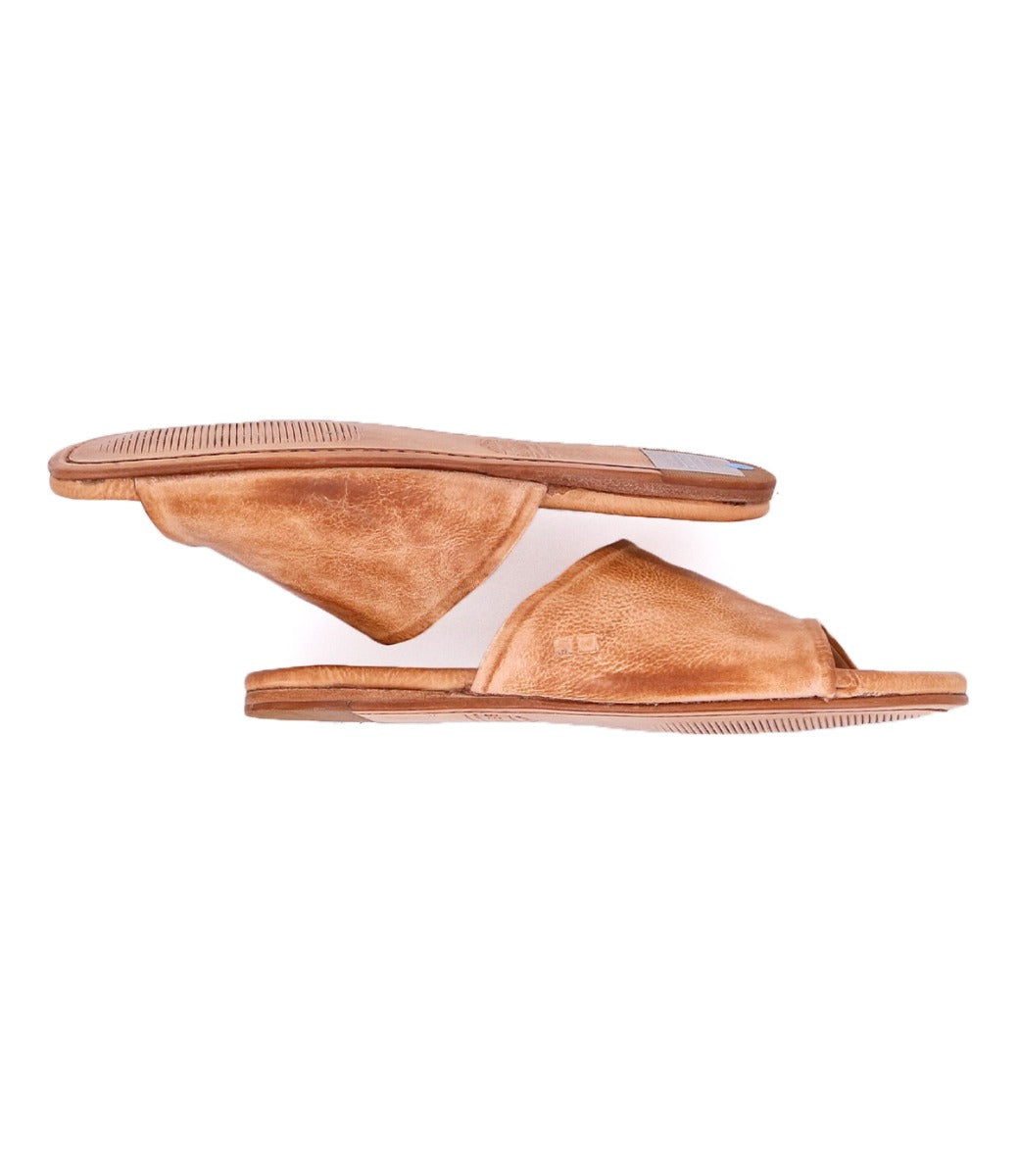 A pair of Gia tan leather slide on sandals by Bed Stu.