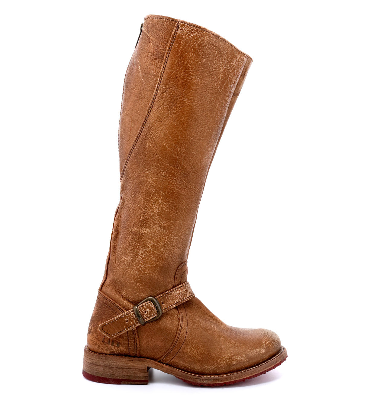 A women's Glaye tan leather riding boot by Bed Stu.