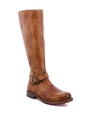 A women's Glaye Wide Calf tan leather boot with buckles by Bed Stu.