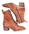 A pair of women's Bed Stu Gracie tan leather ankle boots.
