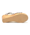 A women's Grettell Bed Stu purple and wood wedge sandal with straps.