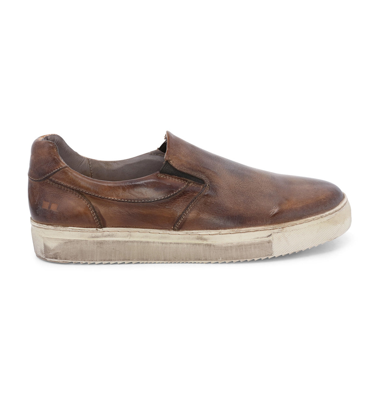 Harry by Bed Stu Men's brown leather slip on sneakers.