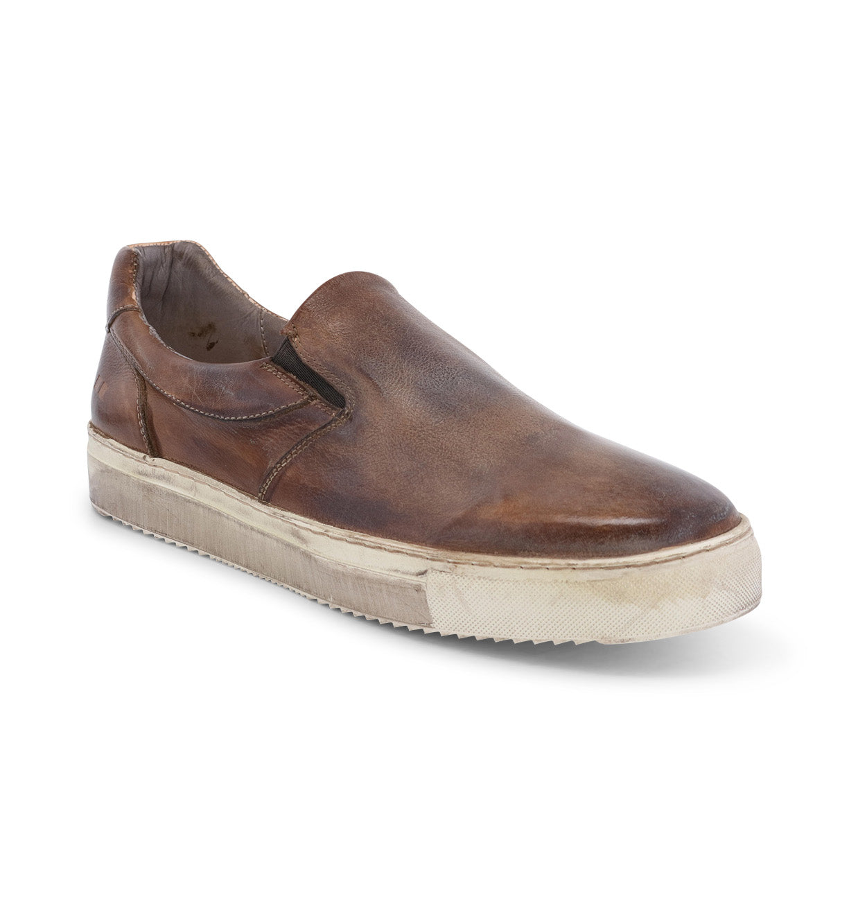 A men's brown leather slip-on sneaker, Harry by Bed Stu.