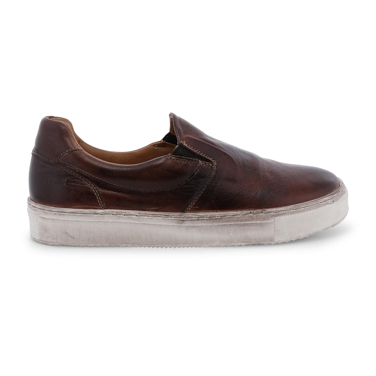 Women's brown leather Bed Stu Hermione slip on sneakers.
